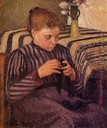 Young Girl Mending Her Stockings - Camille Pissarro