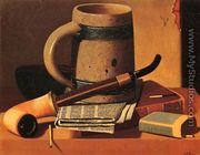 Still Life with Pipe, Beer Stein, Newspaper, Book and Matches - John Frederick Peto