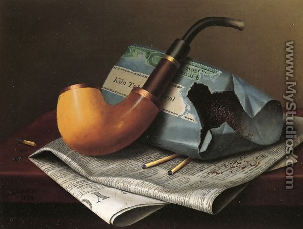 Still Life with Pipe, Newspaper and Tobacco Pouch - William Michael Harnett
