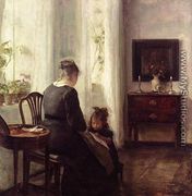 Mother and Child by a window - Carl Vilhelm  Holsoe