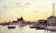 Venice, The Mole at the Entrance to the Grand Canal and the Salute - Eugène Boudin