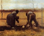 Peasant Man and Woman Planting Potatoes - Vincent Van Gogh