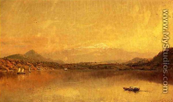 Autumn Landscape with Boaters on a Lake - Jasper Francis Cropsey