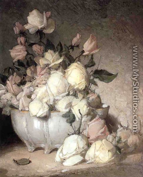 Roses in a Porcelain Bowl - John Ferguson Weir