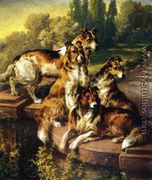 Collie Dogs in Formal Garden - Edmund Henry Osthaus
