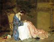 Girl Sewing - The Party Dress - William Wallace  Gilchrist Jr.