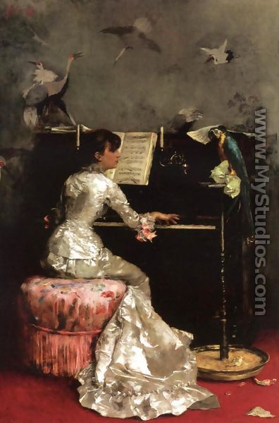 Young Woman at Piano - Julius LeBlanc Stewart