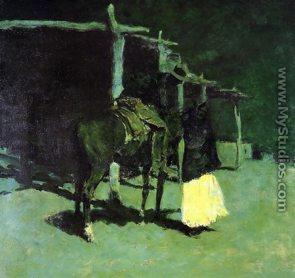 Waiting in the Moonlight - Frederic Remington