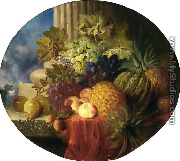 Still Life with Pineapple and Grapes - Charles Caryl Coleman