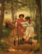 Three Girls on a Swing - John George Brown
