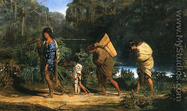 Louisiana Indians Walking along a Bayou - Alfred Boisseau