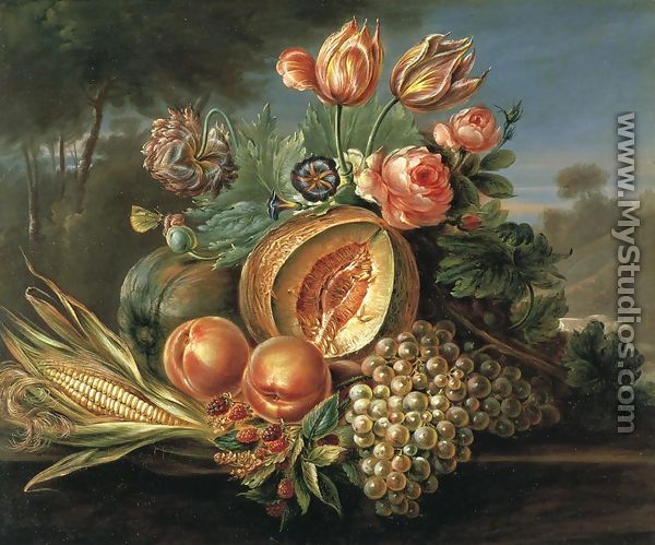 Still Life with Fruit and Flowers - Cornelius de Beet