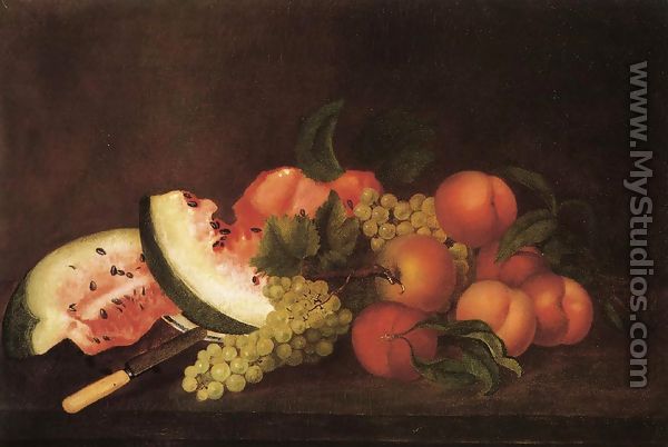 Still Life with Grapes, Watermelon, and Peaches - Rubens Peale