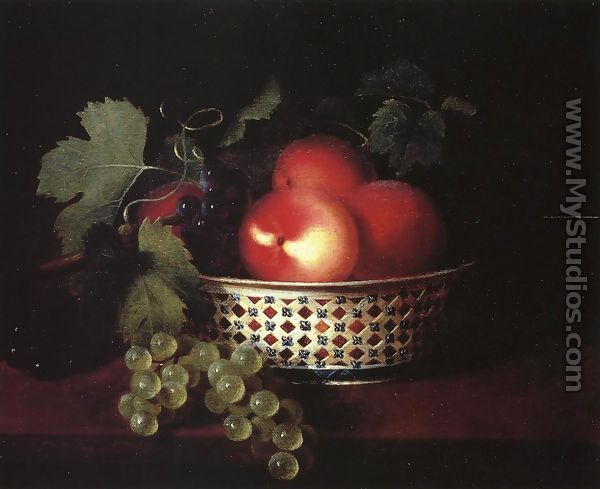 Peaches and Grapes in a Porcelain Bowl - Sarah Miriam Peale