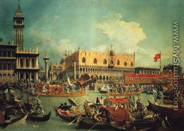 The "Bucintgoro" by the Molo on Ascension Day - (Giovanni Antonio Canal) Canaletto