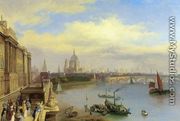 Figures Promenading Outside Somerset House, St. Paul's Cathedral Beyond - William Parrott