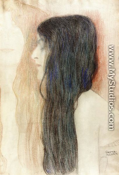 Girl with Long Hair, with a sketch for 