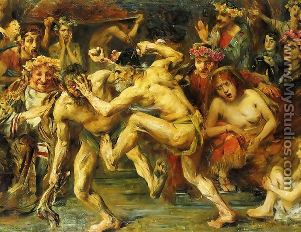 Odysseus Fighting with the Beggar - Lovis (Franz Heinrich Louis) Corinth