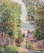 Street in Louveciennes, Sunlight - Alfred Sisley