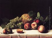 Still Life with Cantaloupe, Peaches and Grapes - George Hetzel