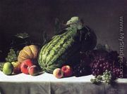 Still Life with Watermelon, Cantaloupe and Grapes - George Hetzel