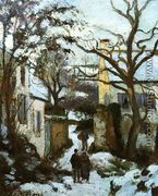The Road to L'Hermitage in Snow - Camille Pissarro
