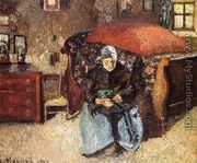 Elderly Woman Mending Old Clothes, Moret - Camille Pissarro