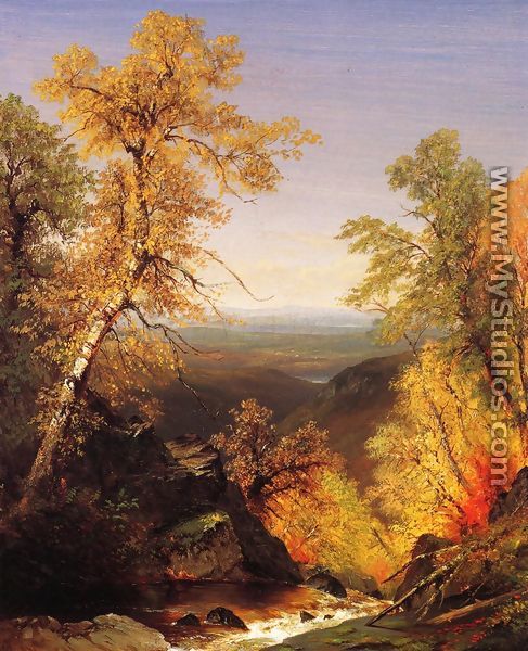 The Top of Kaaterskill Falls, Autumnn - Richard William  Hubbard