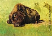 Bison with Coyotes in the Background - Albert Bierstadt