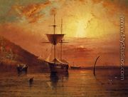 Ships in Calm Water at Sunset - Elisha (Taylor) Baker