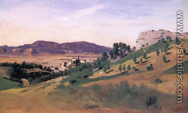 Olevano, the Town and the Rocks - Jean-Baptiste-Camille Corot