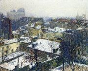 The Roofs of Paris in the Snow, the View from the Artist's Studio - Henri Martin