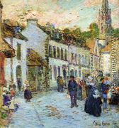 Street in Pont Aven - Evening - Frederick Childe Hassam