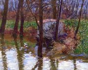 The River Epte with Monet's Aelier-Boat - John Leslie Breck