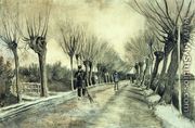 Road with Pollarded Willows and a Man with a Broom - Vincent Van Gogh