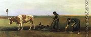 Ploughman with Woman Planting Potatoes - Vincent Van Gogh