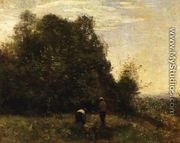 Two Figures - Working in the Fields - Jean-Baptiste-Camille Corot