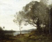 The Walk around the Pond - Jean-Baptiste-Camille Corot