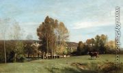 A Landscape with Cows - Eugene-Antoine-Samuel Lavielle