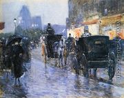 Horse Drawn Cabs at Evening, New York - Frederick Childe Hassam