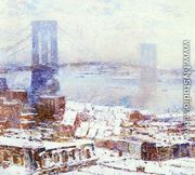 Brooklyn Bridge in Winter - Frederick Childe Hassam