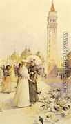 Feeding Pigeons in the Piazza - Frederick Childe Hassam