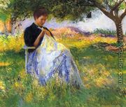 A Girl Sewing in an Orchard - Edmund Charles Tarbell