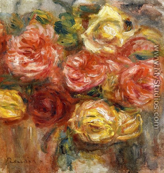 Bouquet of Roses in a Vase - Pierre Auguste Renoir