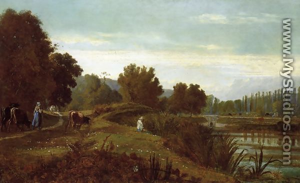 A Shepherd with his Flock - Nicolas Louis Cabat