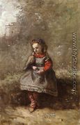 Mlle. Leotine Desavary Holding a Turtledove - Jean-Baptiste-Camille Corot