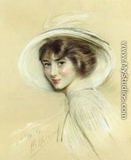 A Portrait of Annette, Wearing a White Hat - Paul Cesar Helleu