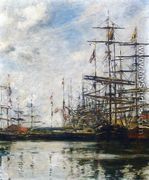 The Port, Ships at Dock - Eugène Boudin