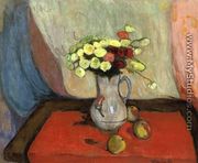 Vase of Flowers with Three Apples - Wladyslaw Slewinski
