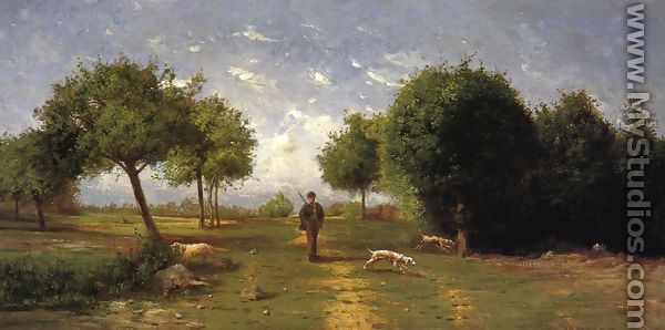 Huntsman and His Hounds - Antoine Chintreuil